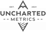 Uncharted Metrics - Logo - Peak & Iceberg - Horizontal - Monochrome - Grey (595959)